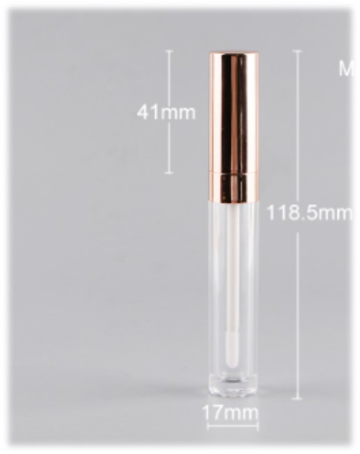 Lipgloss Container, Shiny Rose Gold with Sponge Tip, 6ml